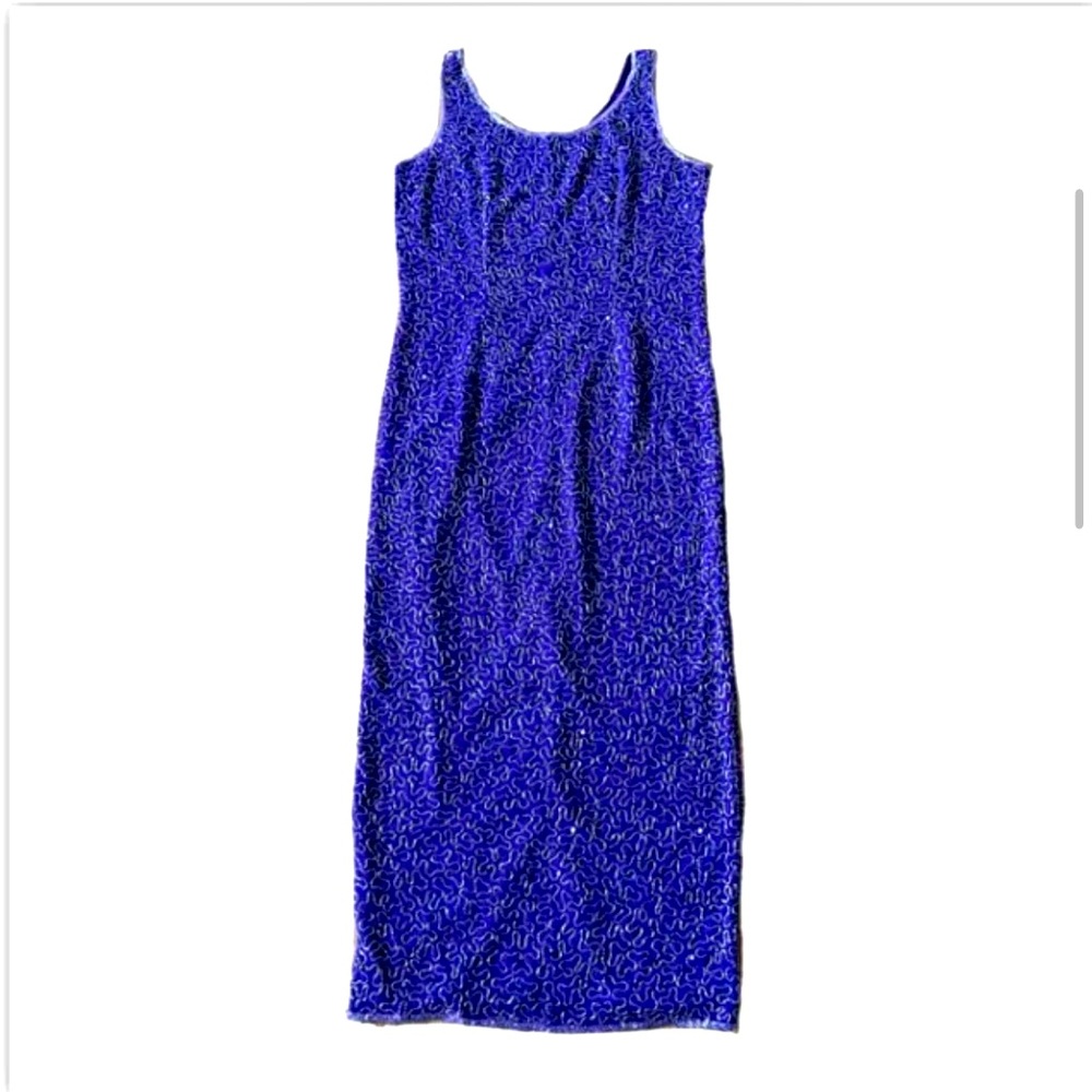 Scala Beaded Floor Length Formal Gown Purple Size XL NEW